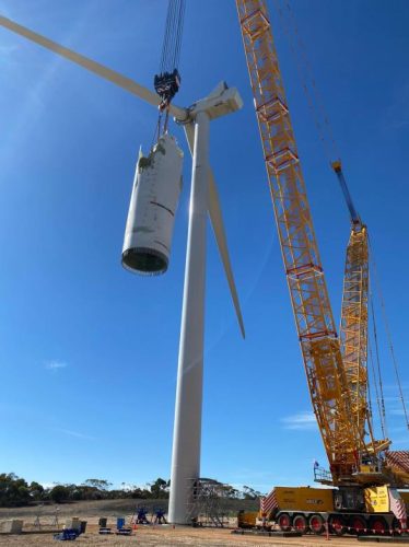 Warradarge Wind Farm recommissioning of WTD following lightning strike, including specialist rope access services.